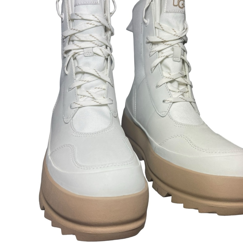 ⚡️SOLD⚡️Ugg The Lug Boots Leather Canvas Combat Waterproof Bright White - Picture 10 of 16